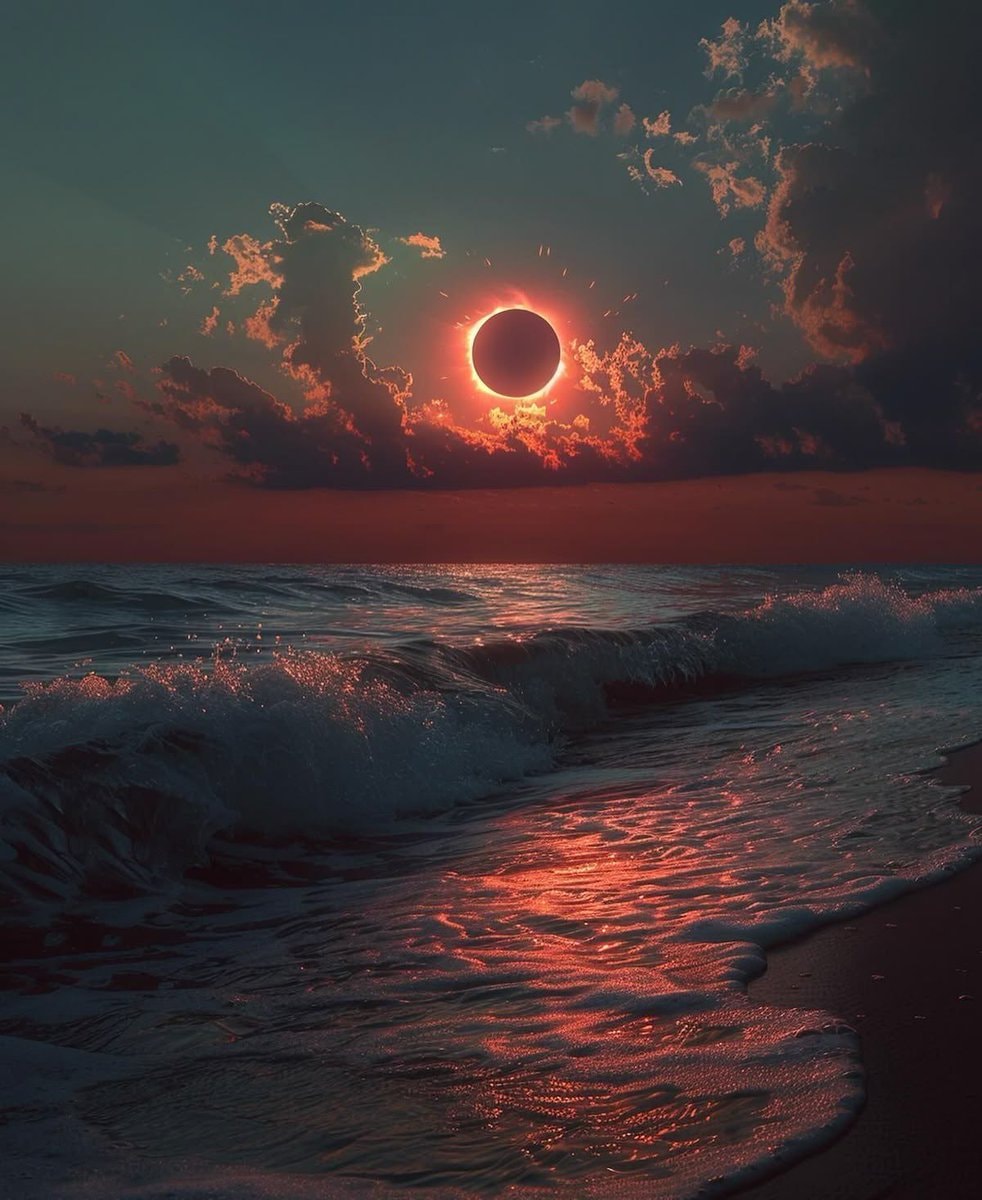 Solar Eclipse Ring of Fire Ocean
