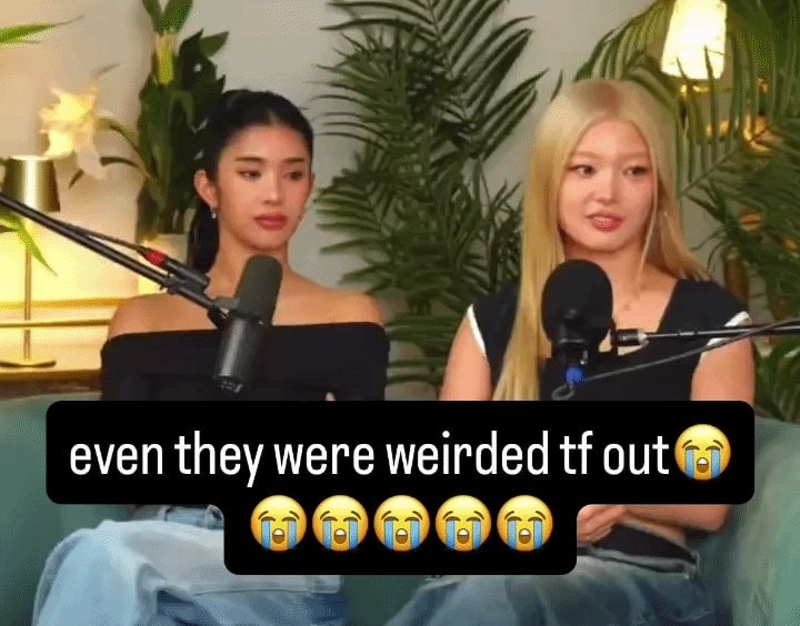 Two women podcast reaction GIF