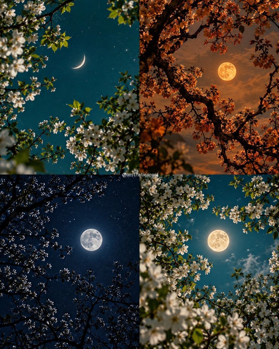 moon phases collage aesthetic