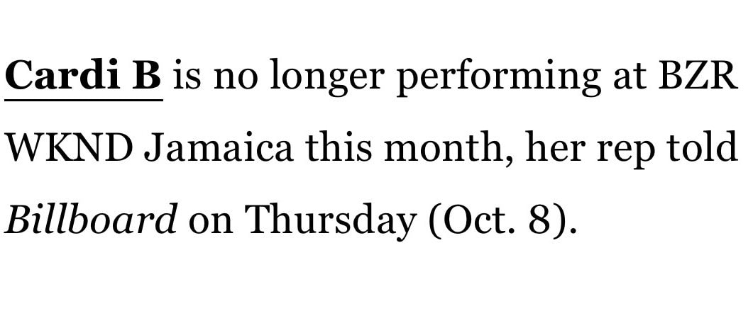 Cardi B Jamaica performance cancelled (photo 2 of 2)