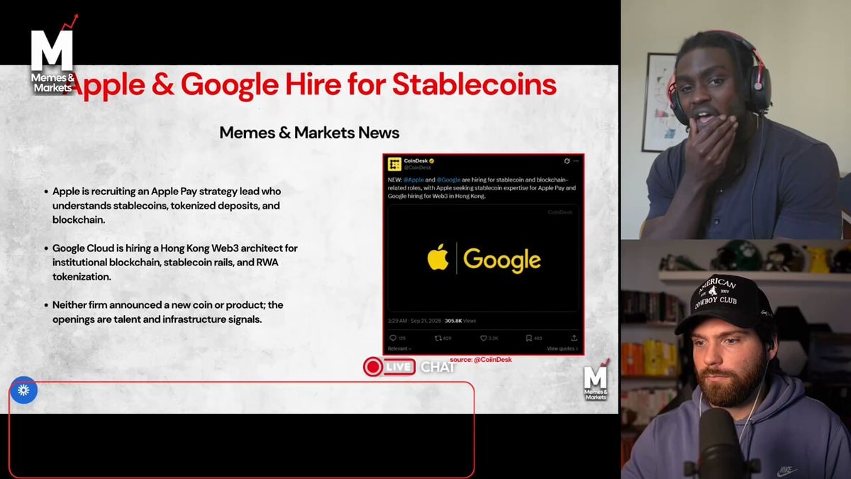 Apple & Google hire for stablecoins
