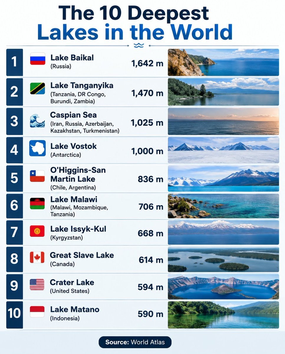 10 Deepest Lakes in the World 10 Deepest Lakes in the World