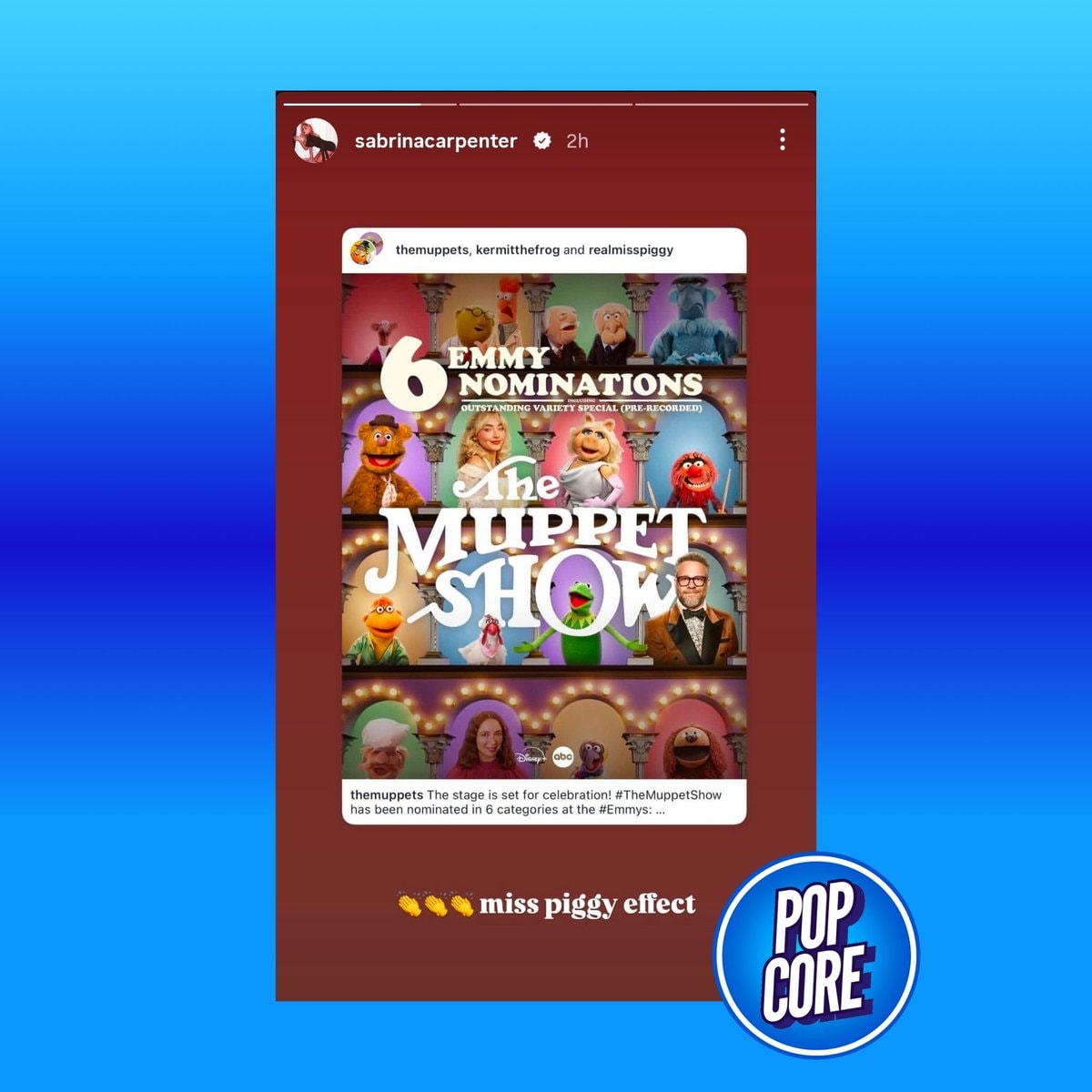 Sabrina Carpenter Muppet Show Emmy nominations (photo 2 of 2) Sabrina Carpenter Muppet Show Emmy nominations (photo 2 of 2)