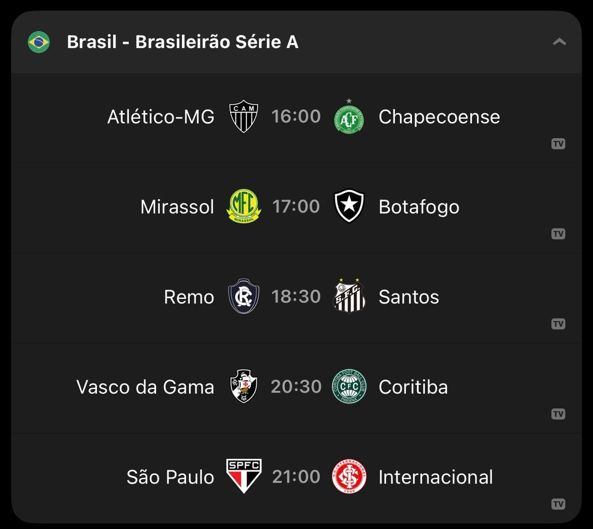 Brasileirão matches today