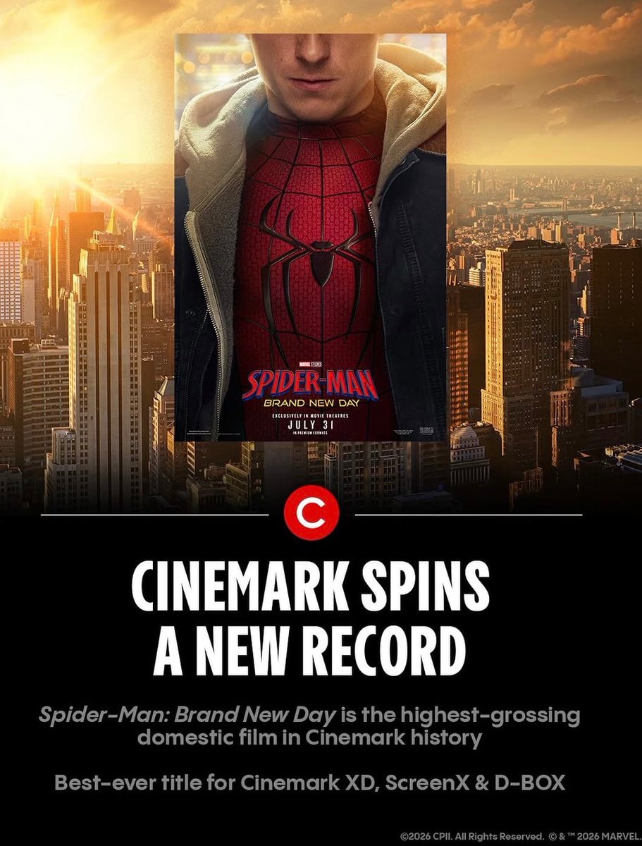 Spider-Man Brand New Day Cinemark record