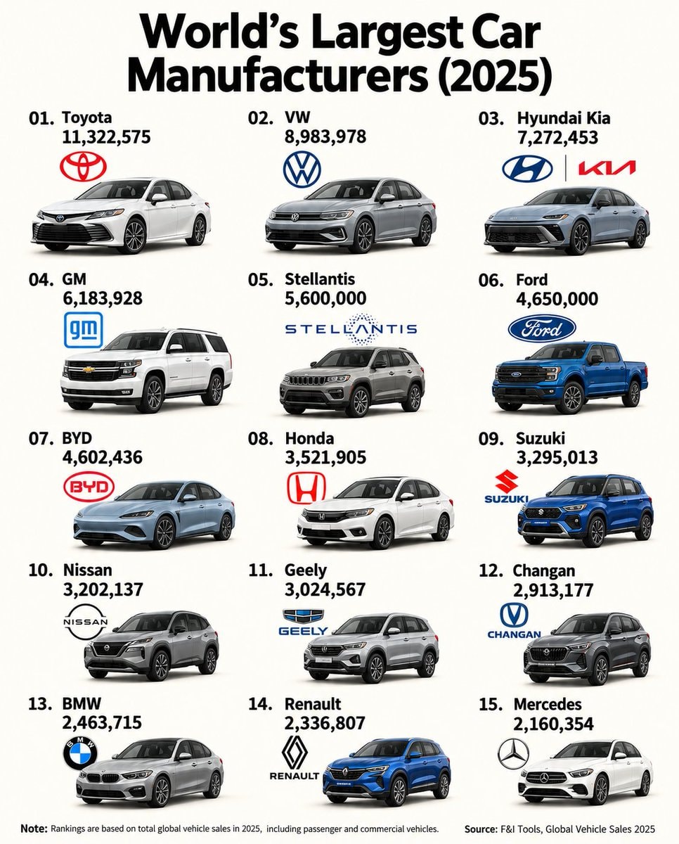 World's Largest Car Manufacturers 2025