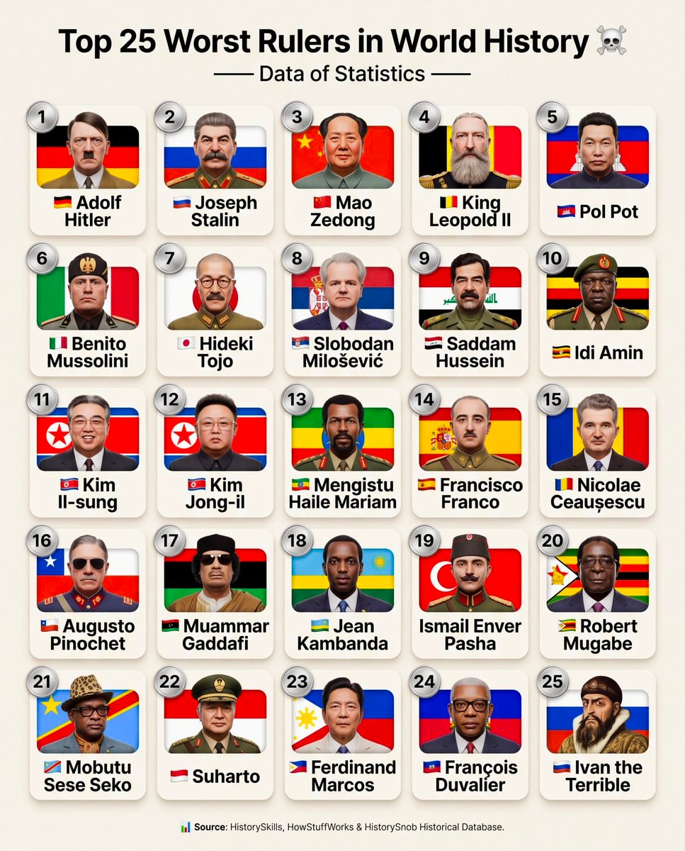 Top 25 Worst Rulers in World History ☠️