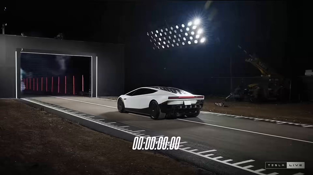 Tesla Roadster flying reveal