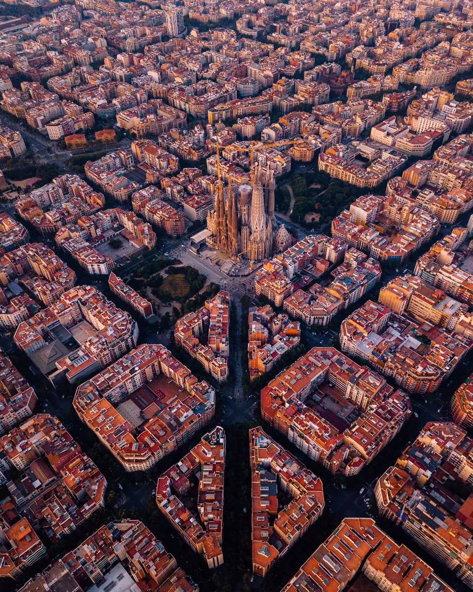 Barcelona Sagrada Familia aerial view