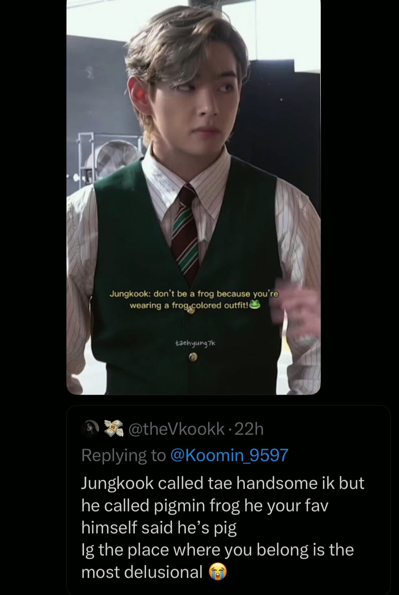 Jungkook frog outfit reaction