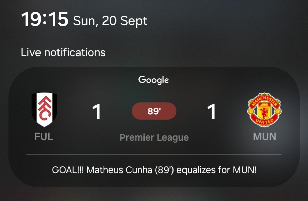 Premier League match score update