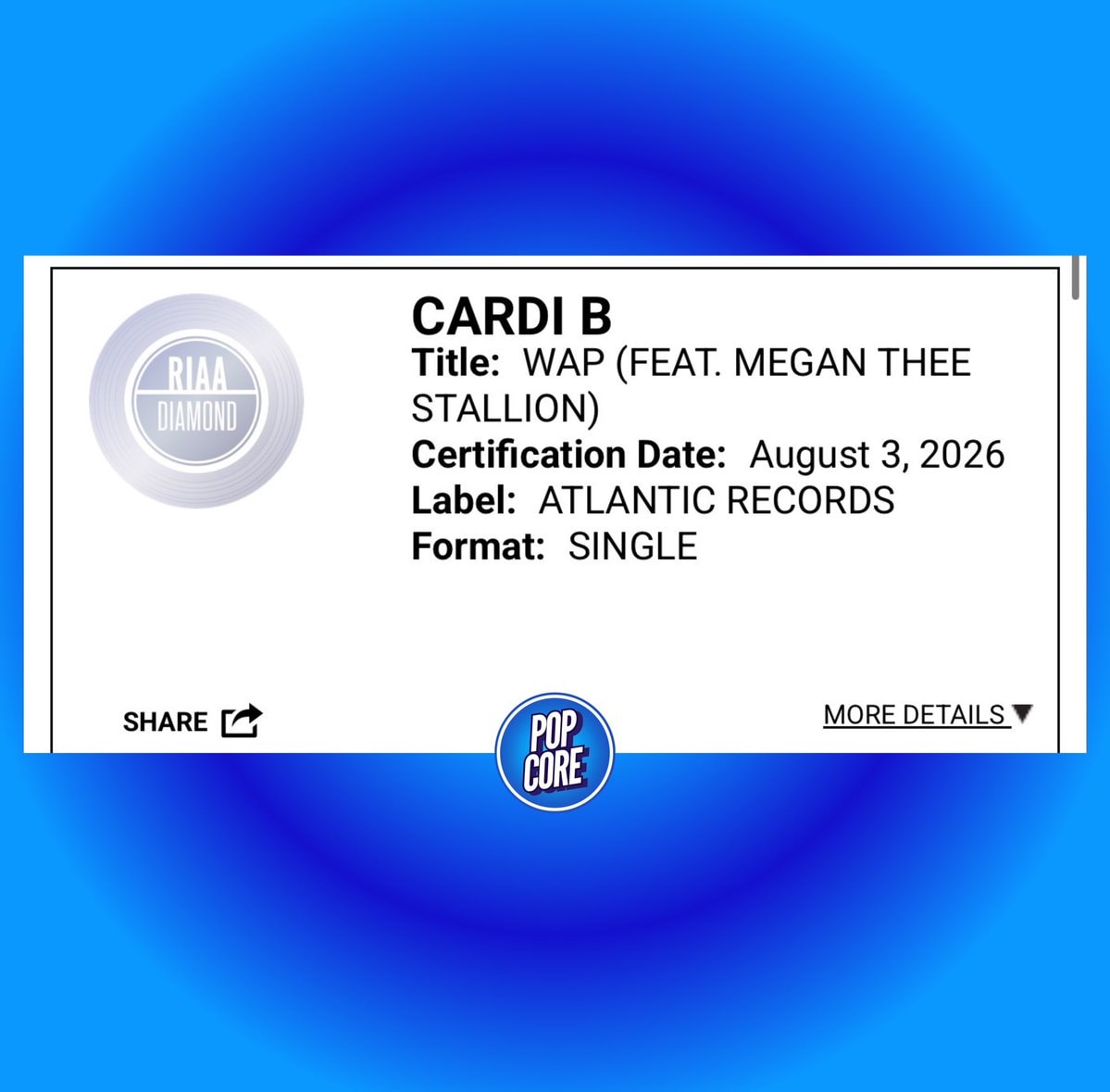 Megan Thee Stallion WAP Diamond certification (photo 2 of 2)