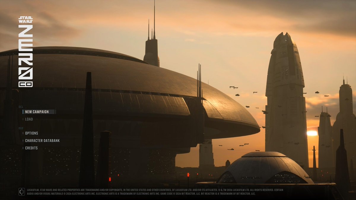 Star Wars game menu screen
