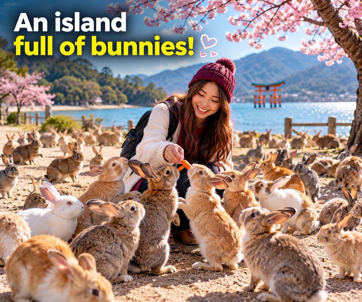 Rabbits on Ōkunoshima in Japan