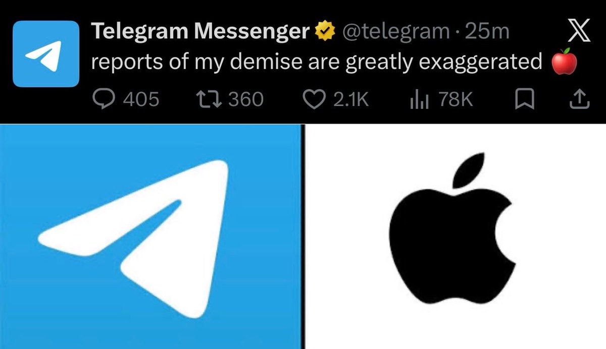 Telegram Apple App Store return