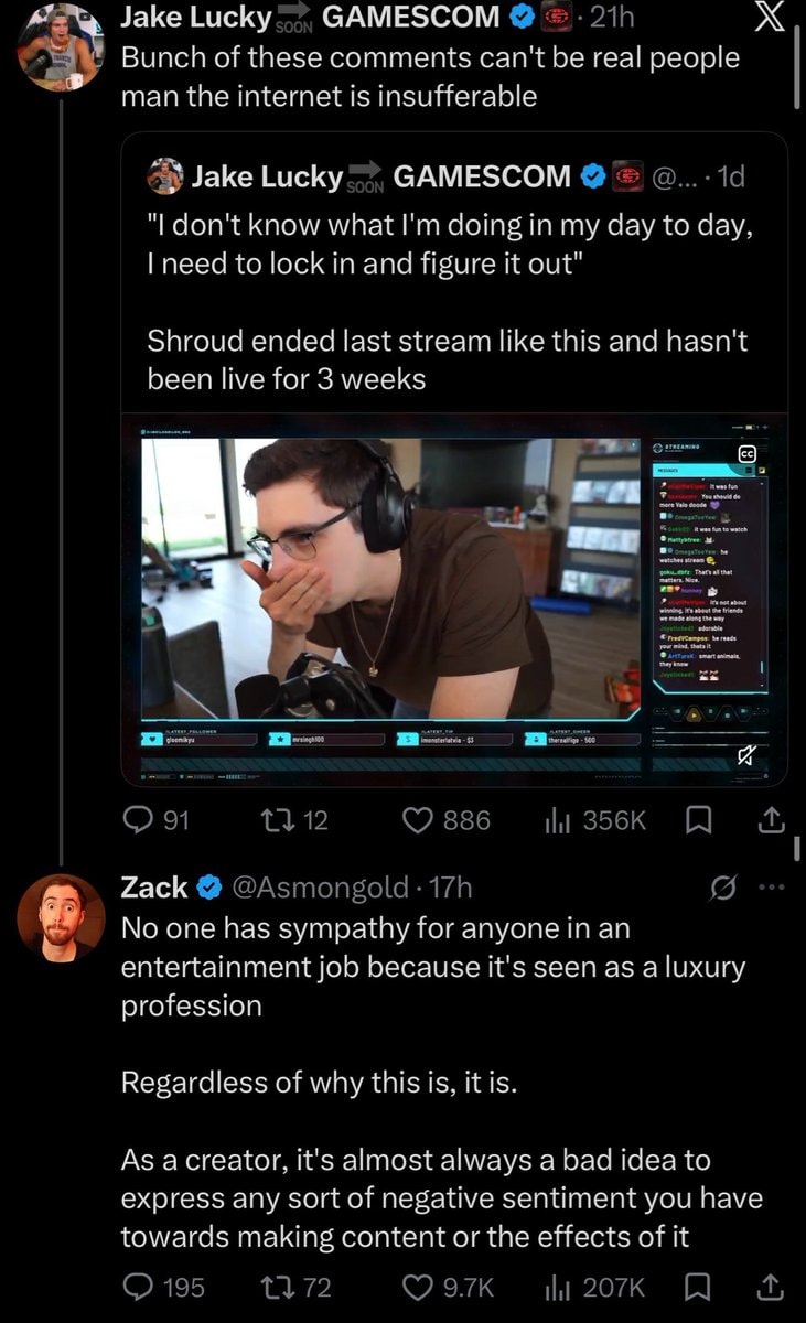 Asmongold on entertainment sympathy