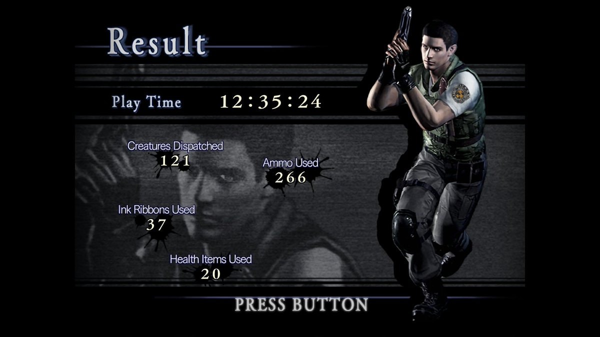 Resident Evil result screen
