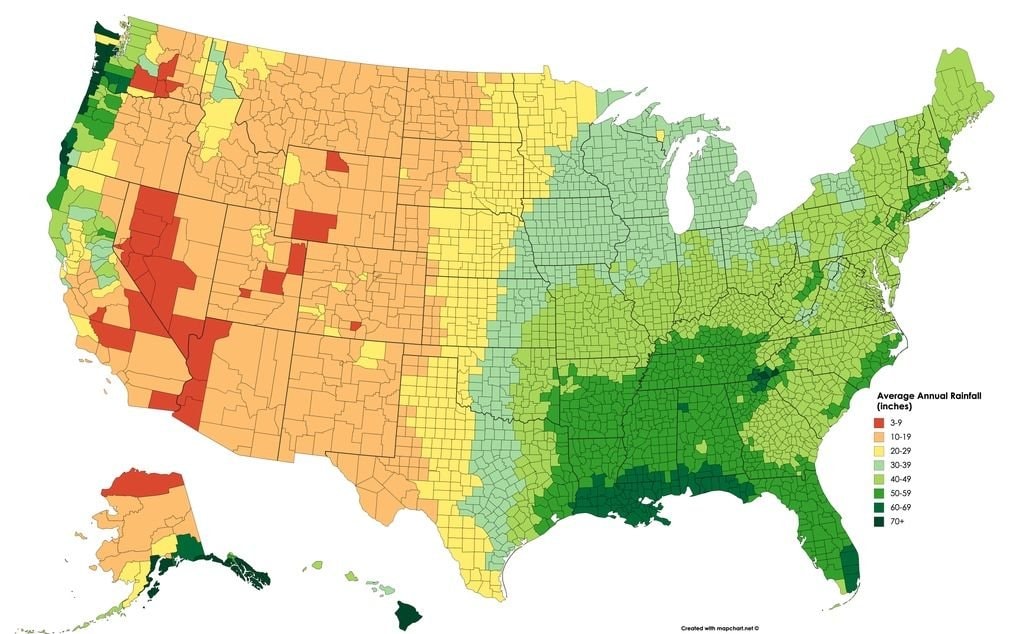 U.S. average annual rainfall map U.S. average annual rainfall map