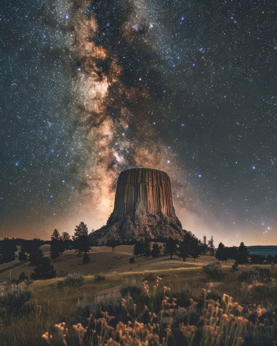 Milkyway over Devil Tower Wyoming