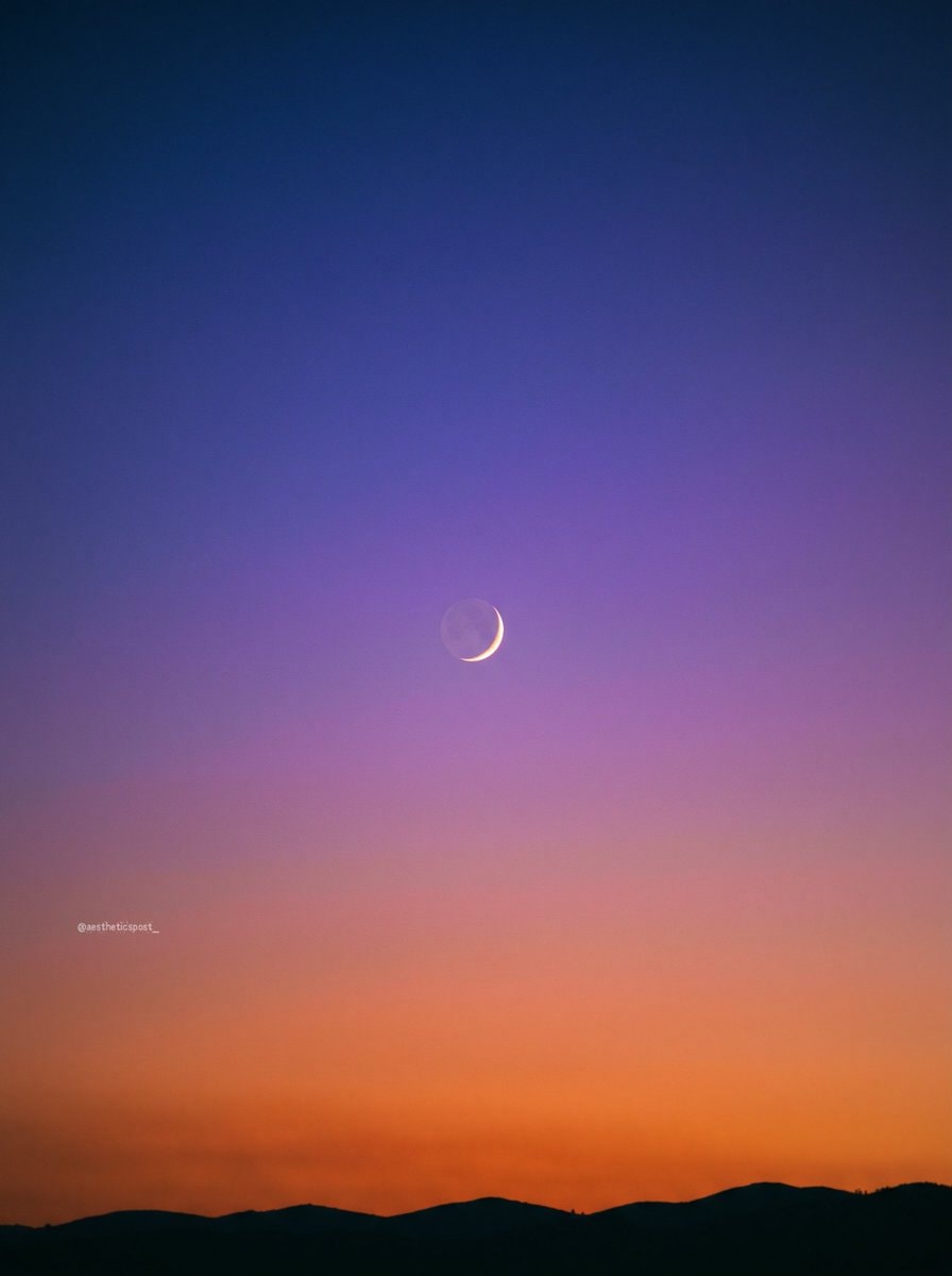 Crescent moon at sunset