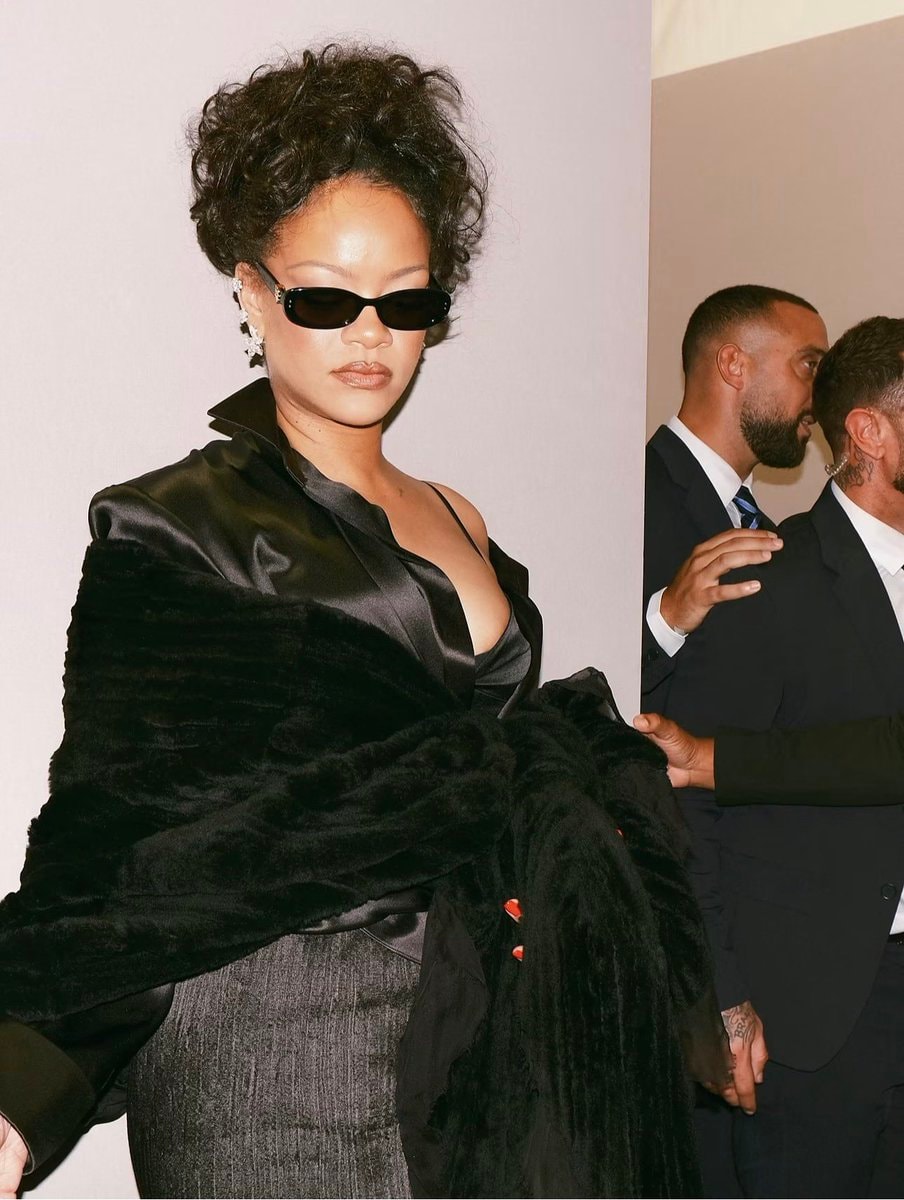 Rihanna black satin dress
