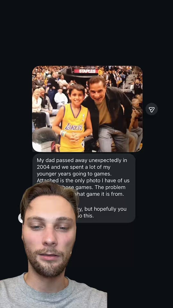 GeoRainbolt finds footage of fan's dad at Lakers game GeoRainbolt finds footage of fan's dad at Lakers game