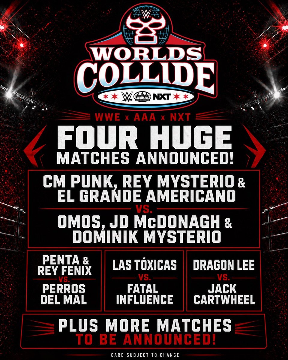 WWE AAA Worlds Collide match cards