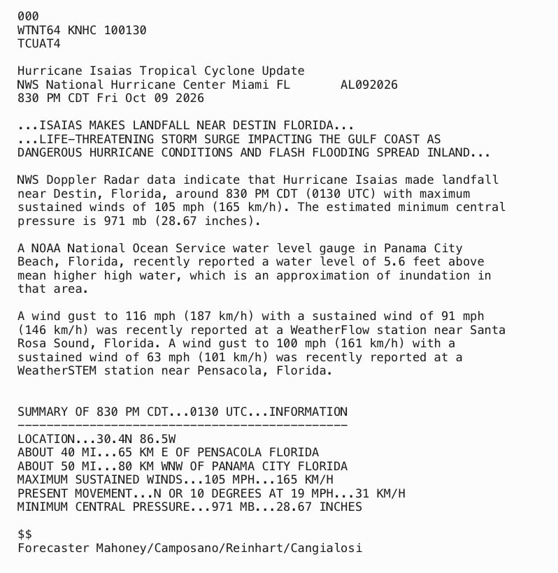 Hurricane Isaias landfall Destin Florida