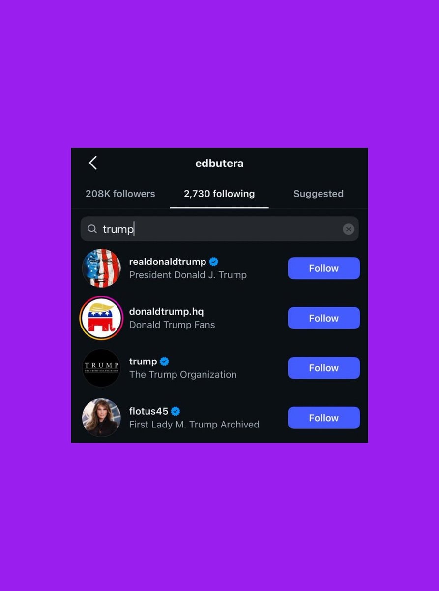 Ed Butera follows Donald Trump 👀 (photo 2 of 2)