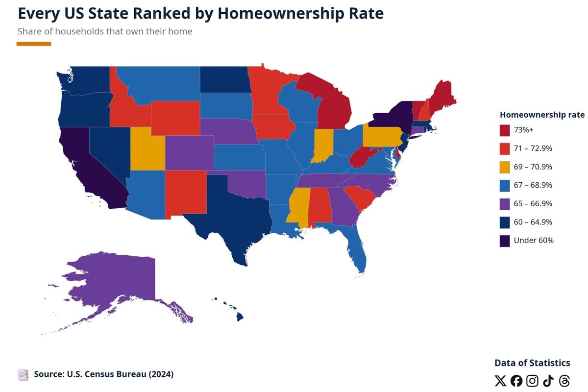 US Homeownership Rates 2024 Map