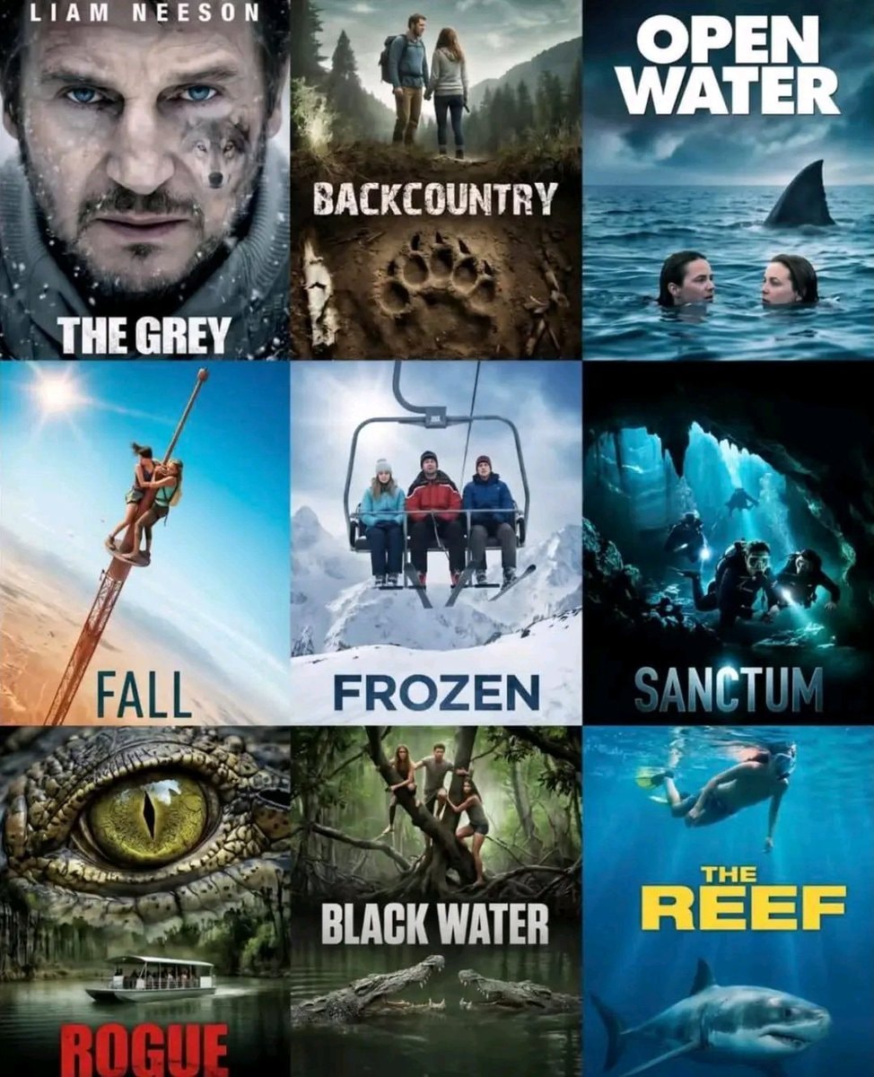 survival thriller movie collage