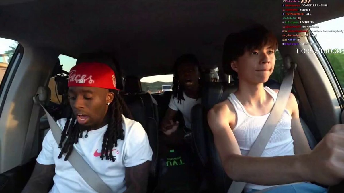 Kai Cenat yells at Raiak for no seat belt