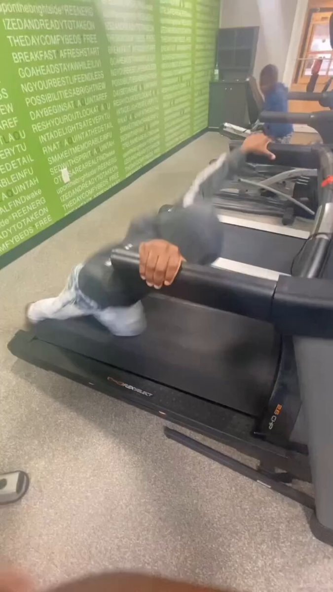 Person falling off treadmill