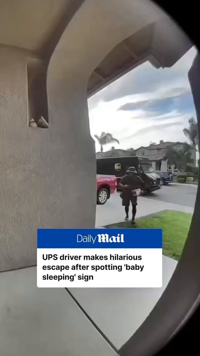 UPS driver baby sleeping sign