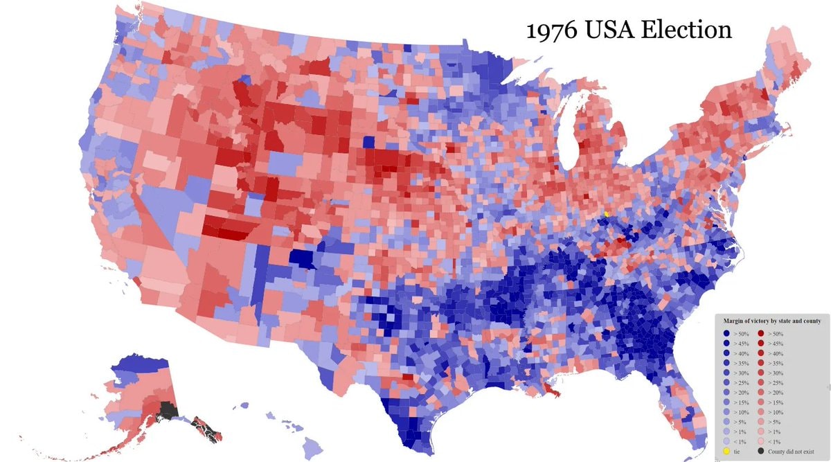 1976 USA Election results by county