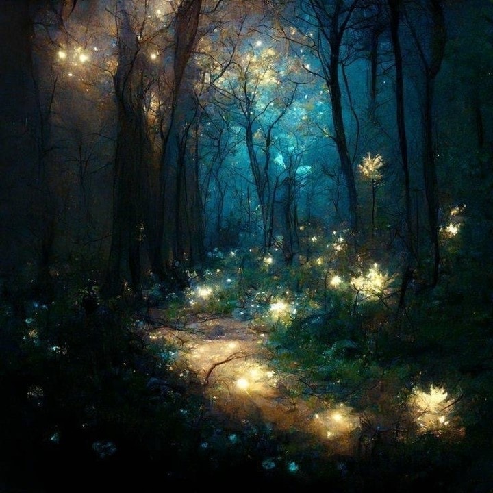 Mystical forest night scene (photo 3 of 4)