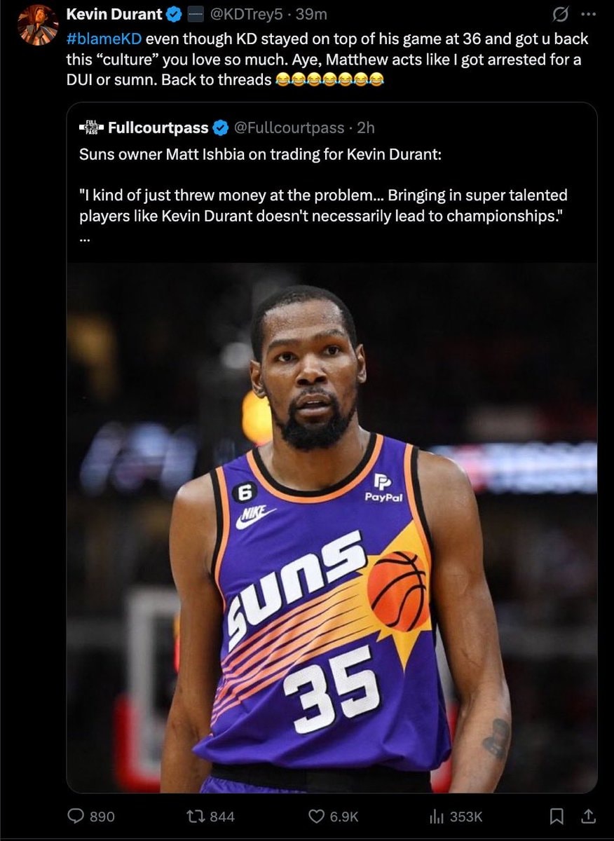 Kevin Durant responds to Matt Ishbia