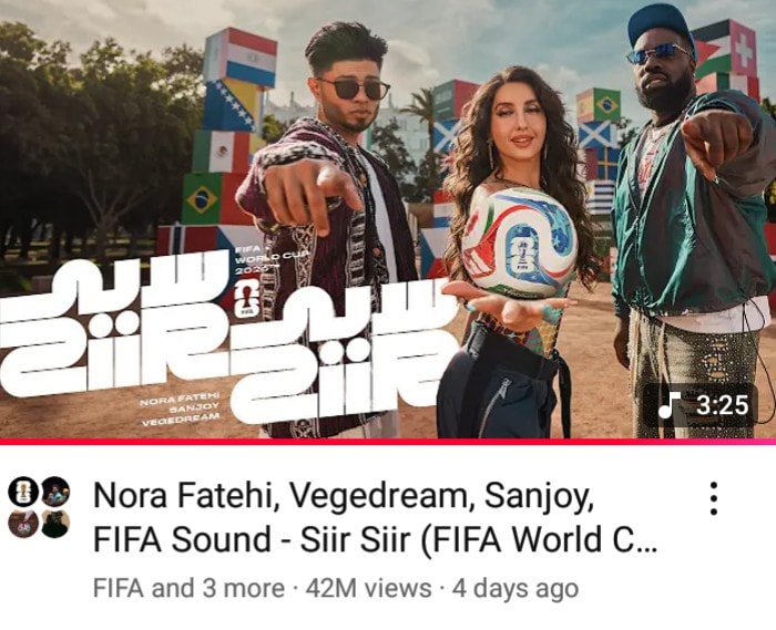Nora Fatehi Siir Siir FIFA World Cup anthem 42M views (photo 1 of 2)