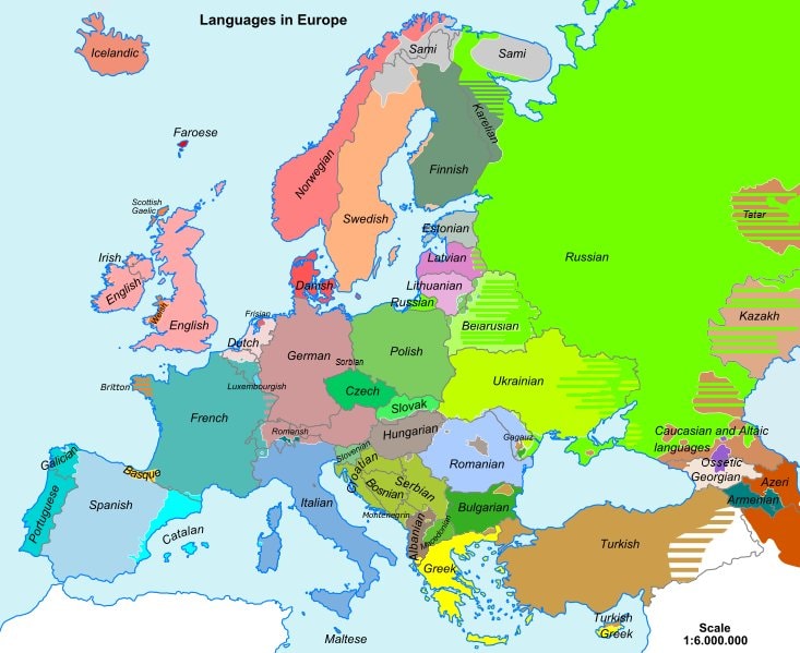 languages in Europe map