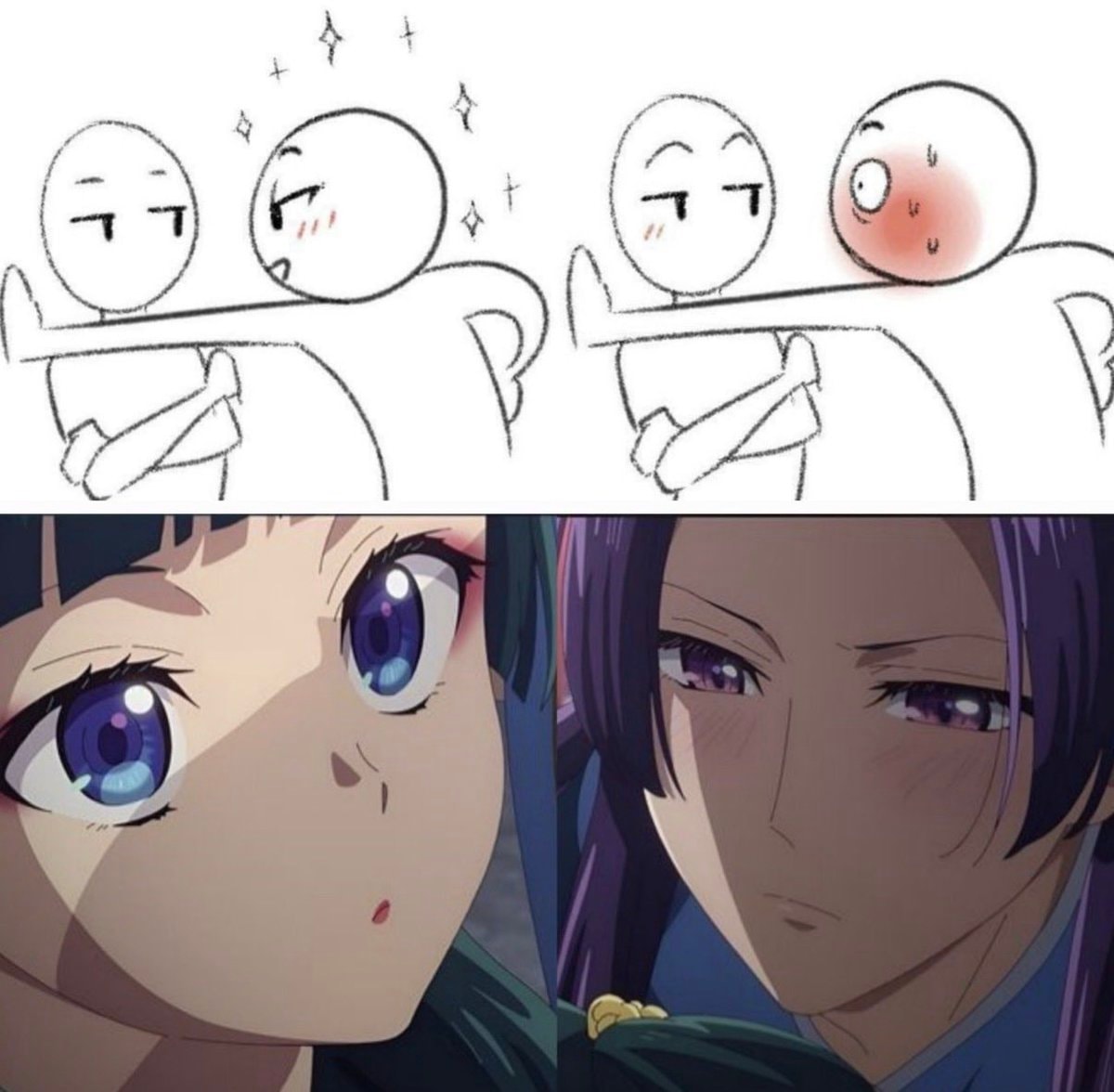 anime meme stick figure contrast