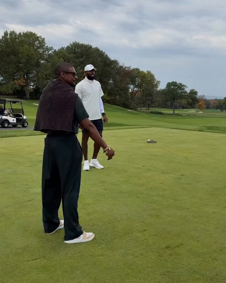 LeBron surprises Usher on golf course for 48th birthday