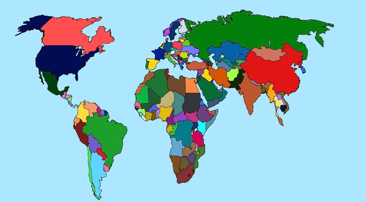 world map without islands
