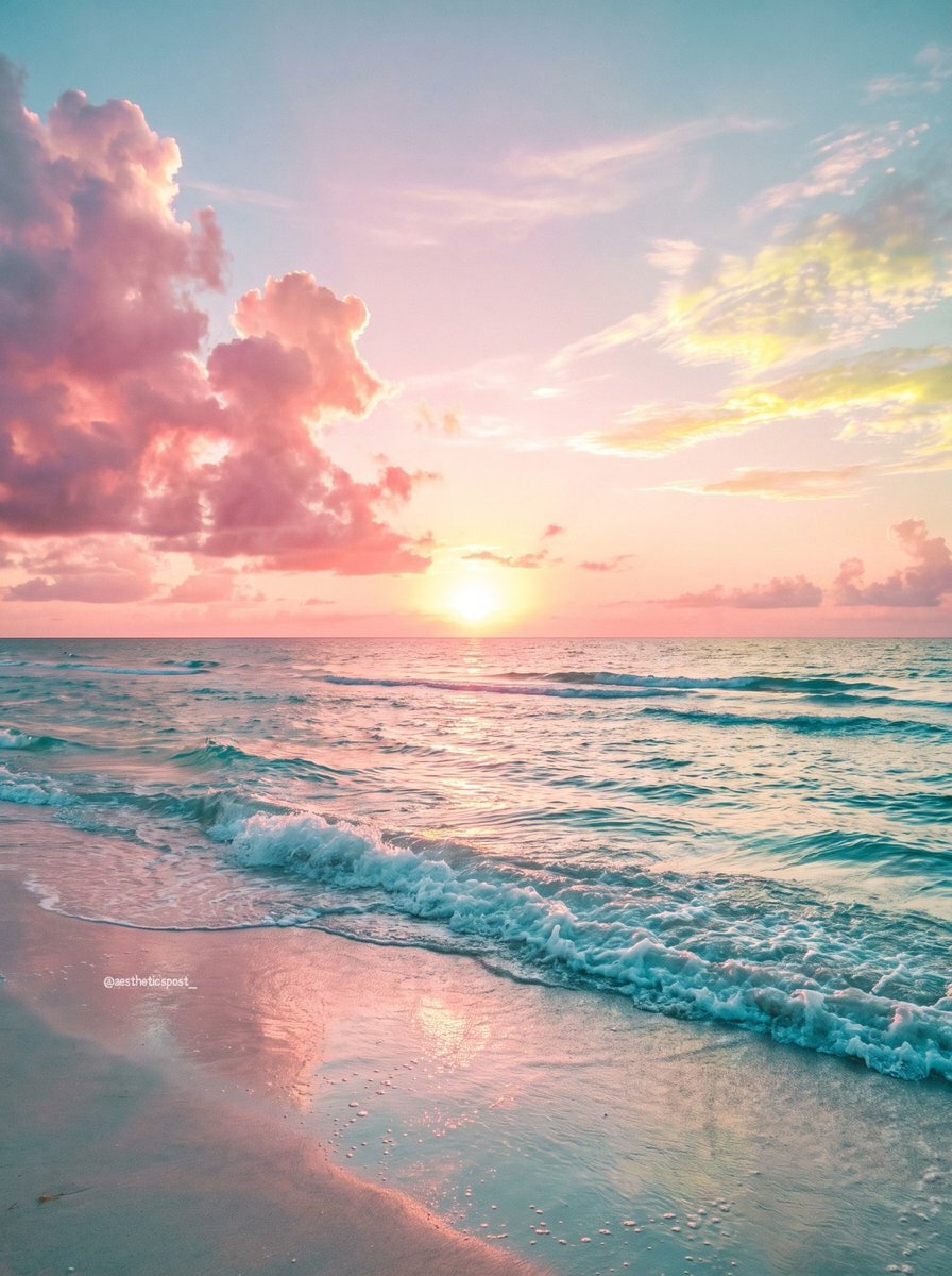 Pastel sunset over the waves