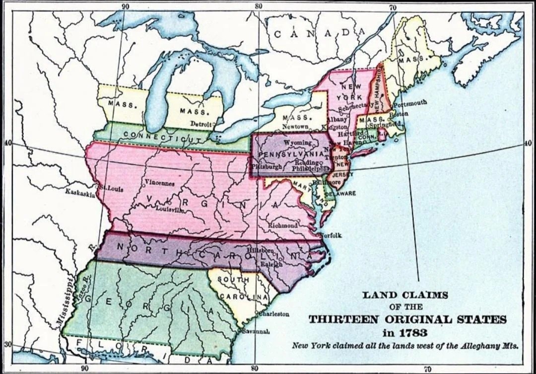 13 original states land claims 1783