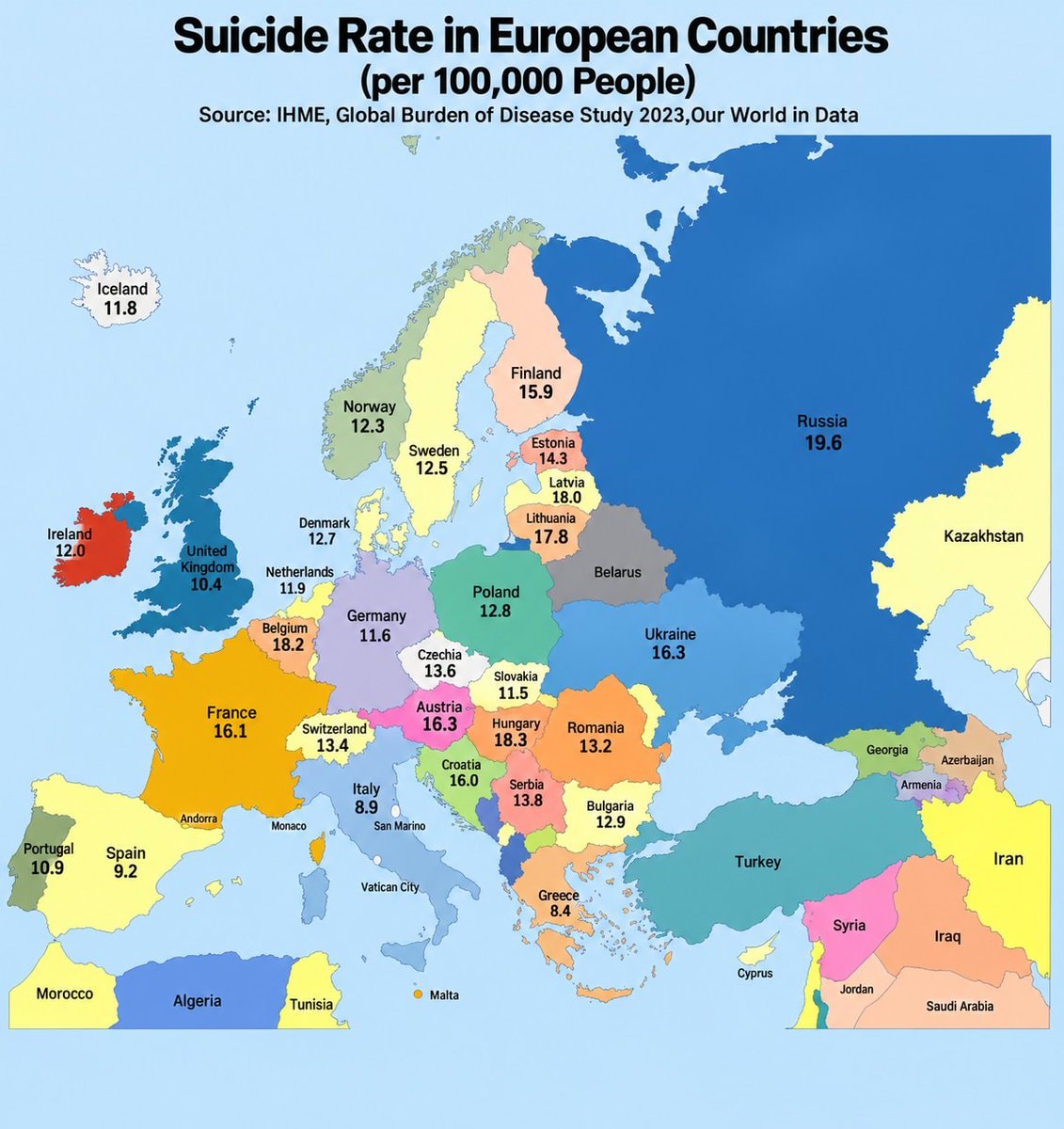 European suicide rates per 100,000 European suicide rates per 100,000