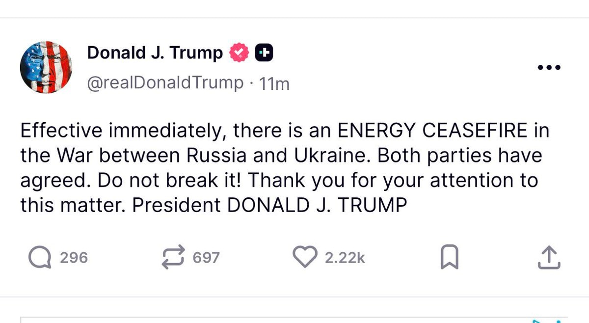 Trump on Russia Ukraine energy ceasefire Trump on Russia Ukraine energy ceasefire