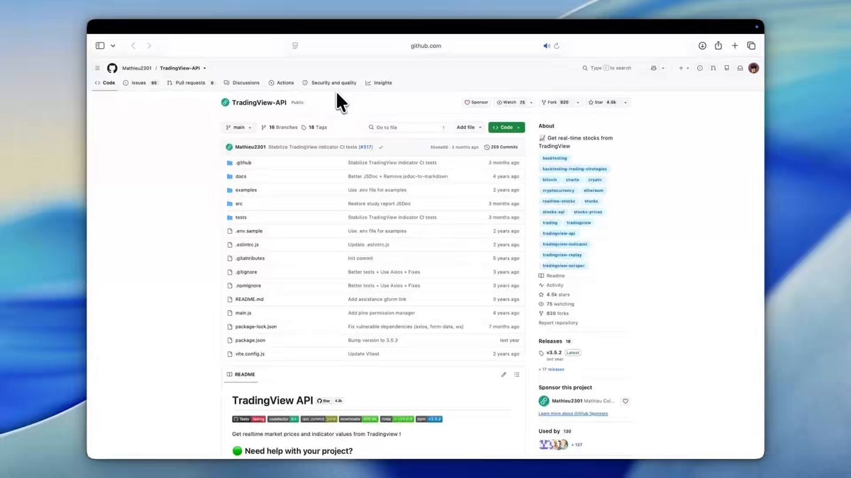 TradingView-API GitHub repo