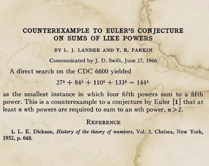 Counterexample to Euler's conjecture paper