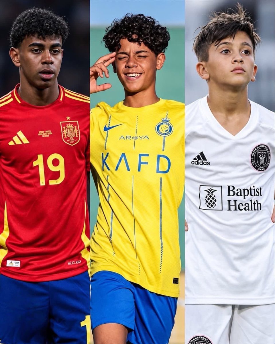 Lamine Yamal age gap vs Cristiano Jr and Thiago Messi