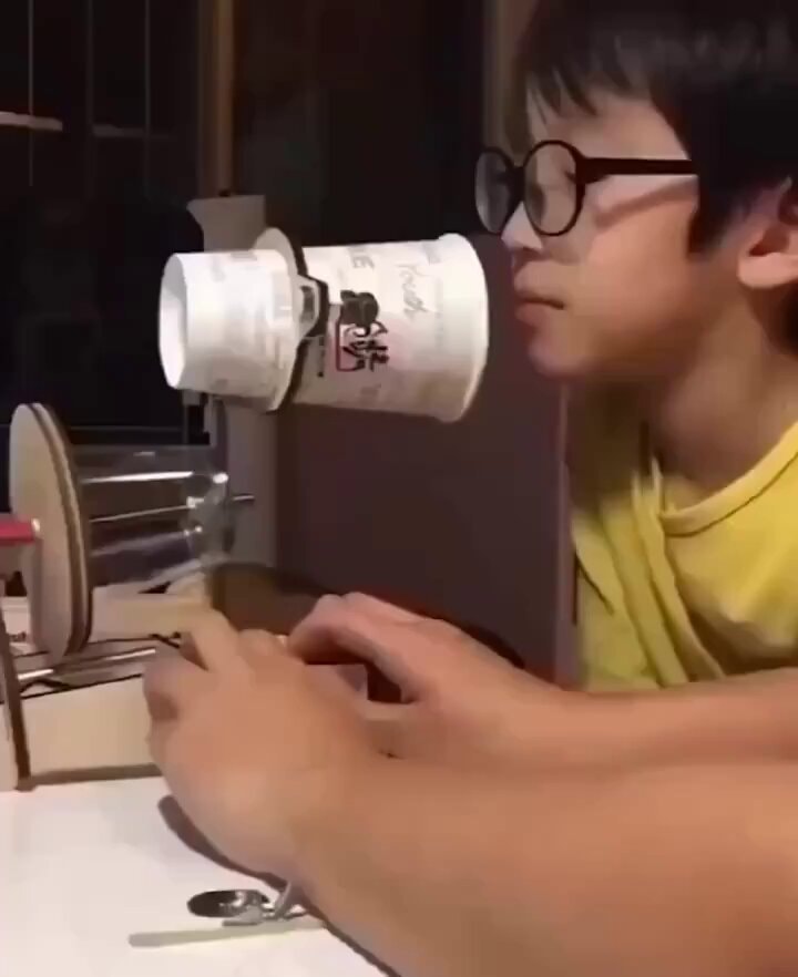 child recreates 1877 phonograph